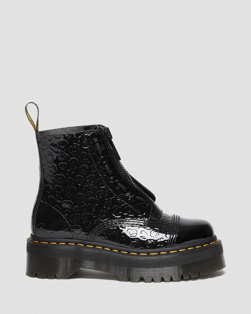 Dr Martens Sinclair Leopard Emboss Patent Lær Platform Støvler Dame Svarte Leopard | Norge 527YXF